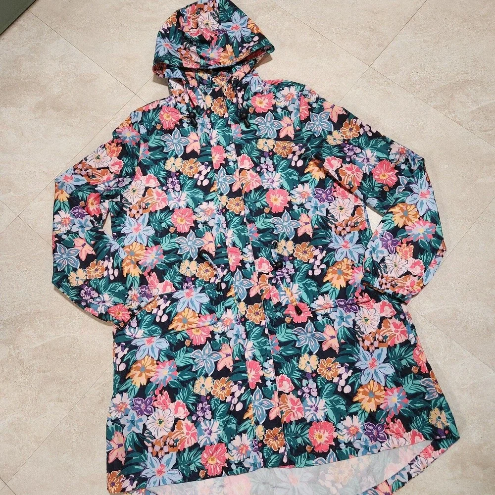 Vera Bradley Womens S Small Colorful Floral Water Resistant Raincoat Rain Jacket - Picture 3 of 16